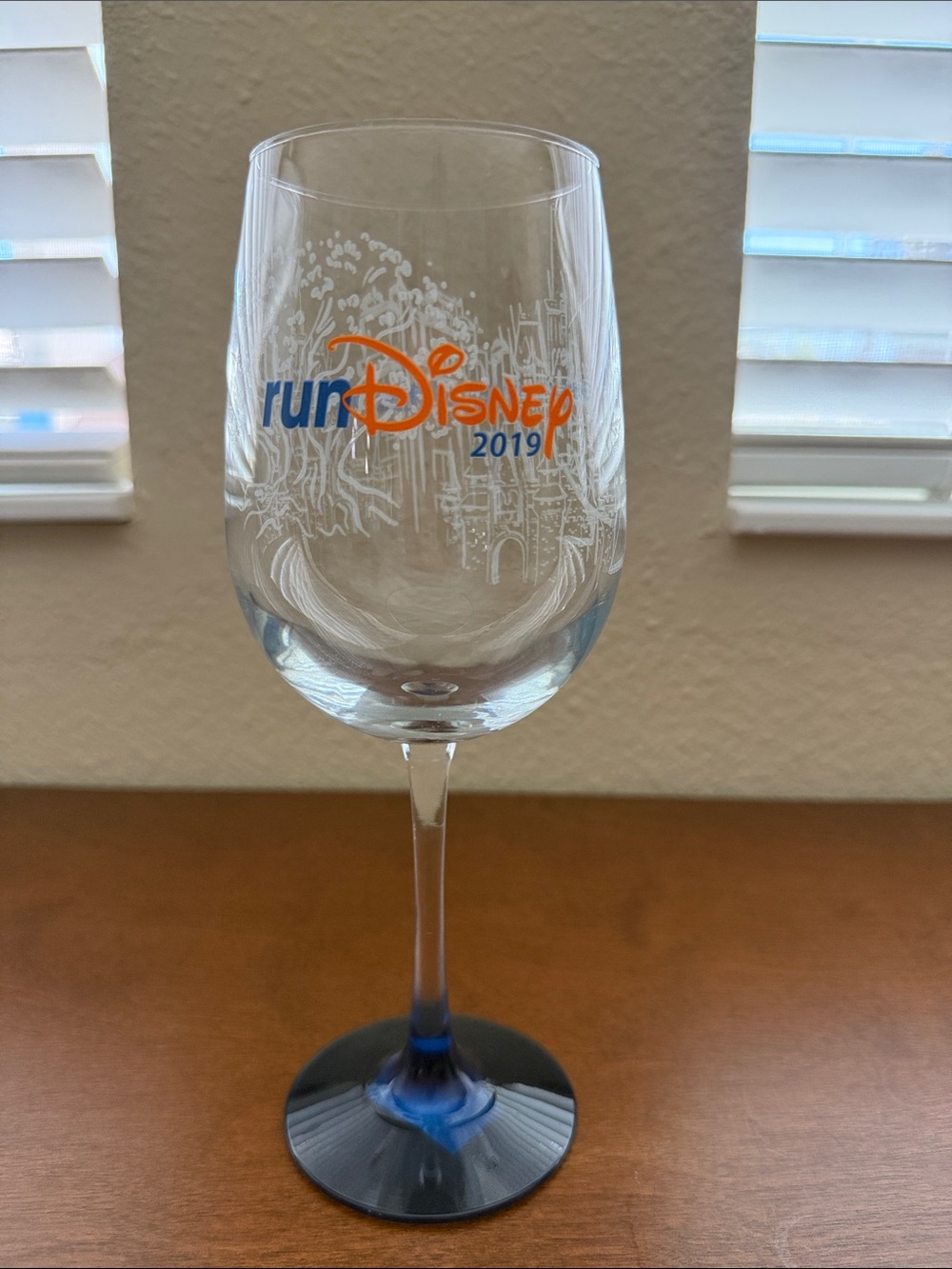 Disney runDisney 2019 Blue and Orange Wine Glass